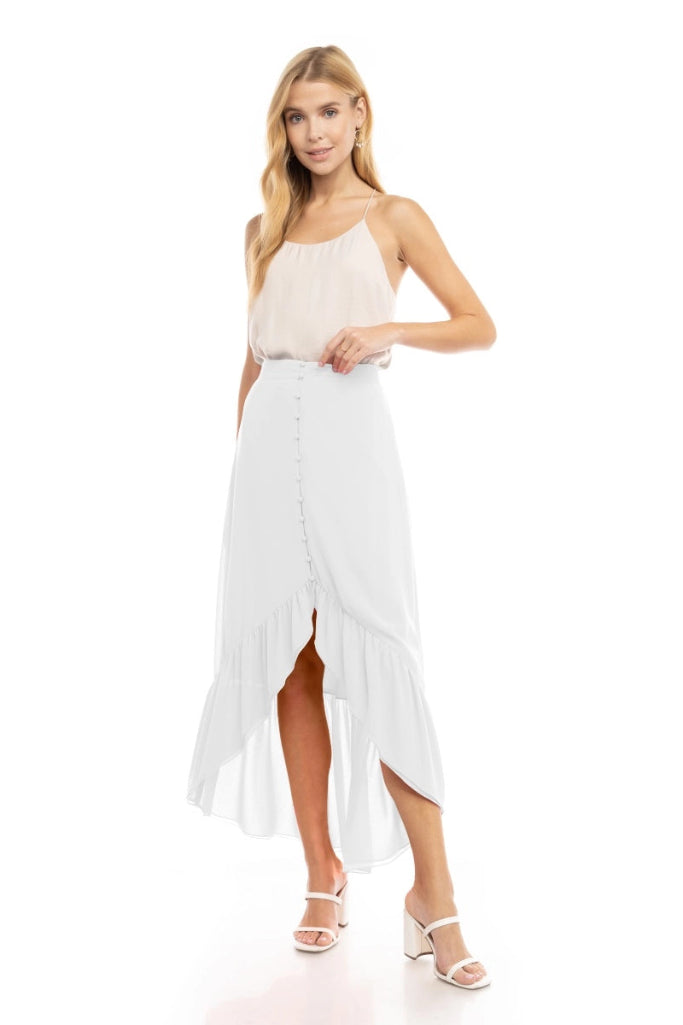 Float On Button High Low Maxi Skirt - Off White
