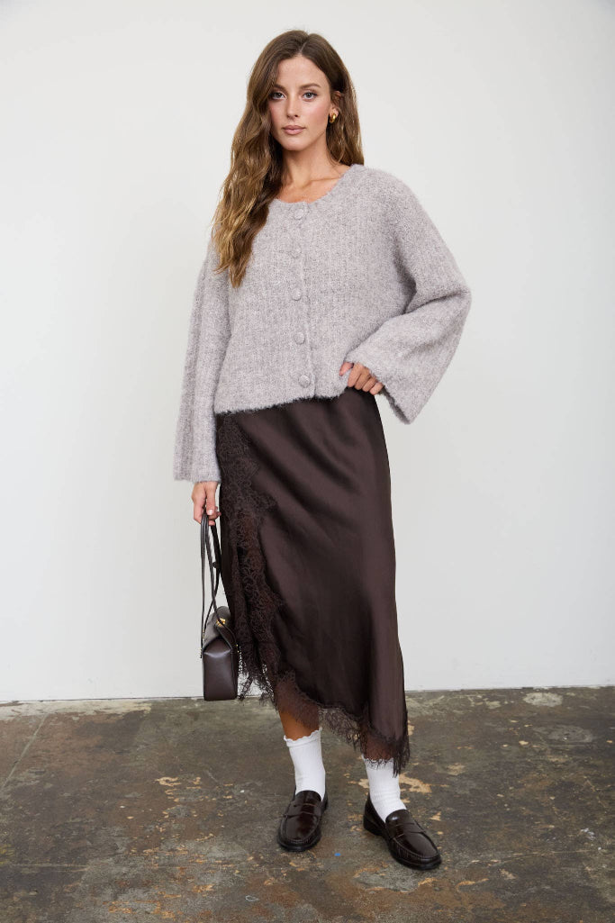 Cozy Girl Fuzzy Cardigan - Light Taupe