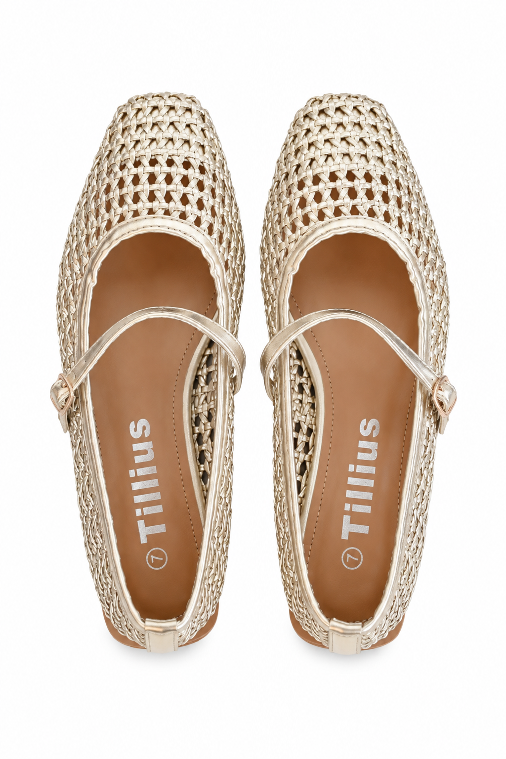Iggy Woven Mary Jane Flats - Gold