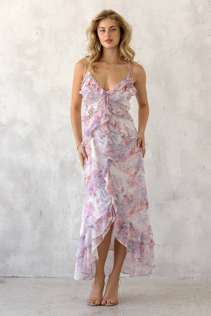 Kristie Midi Dress- Pink Multi