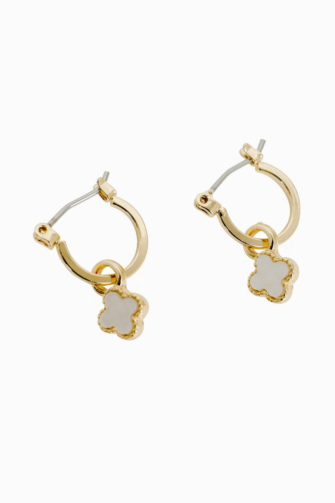 Clover Kiss Hoop Earrings - Gold