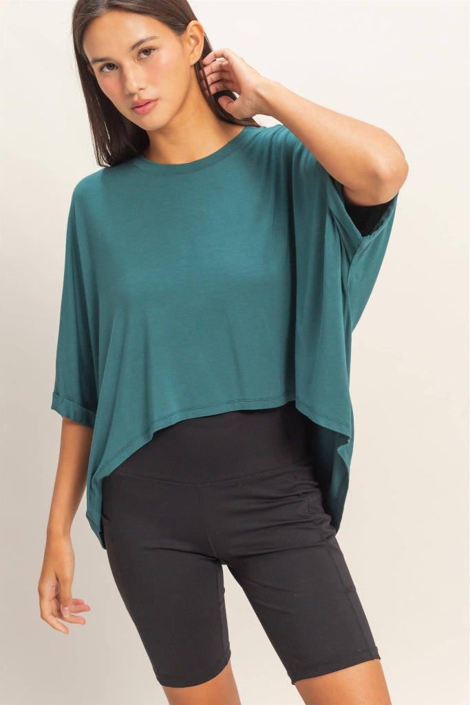 Cannot Contain Batwing Sleeve Top - Dark Teal