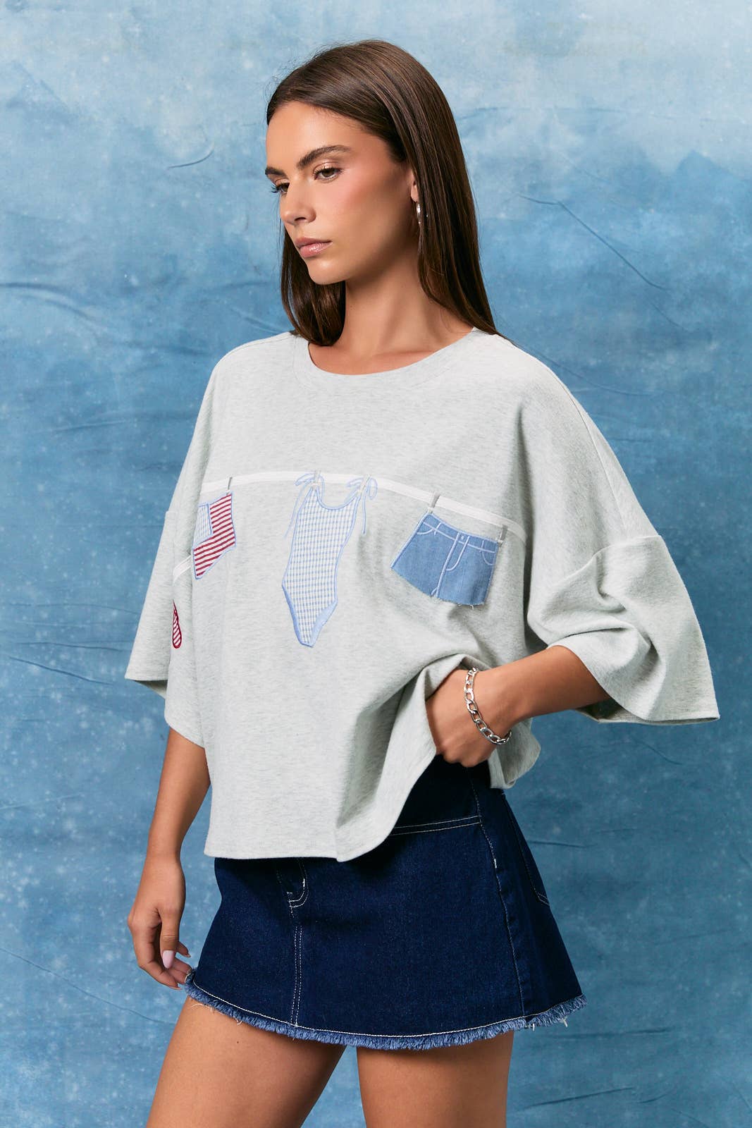Americana Graphic T Shirt - Heather Grey