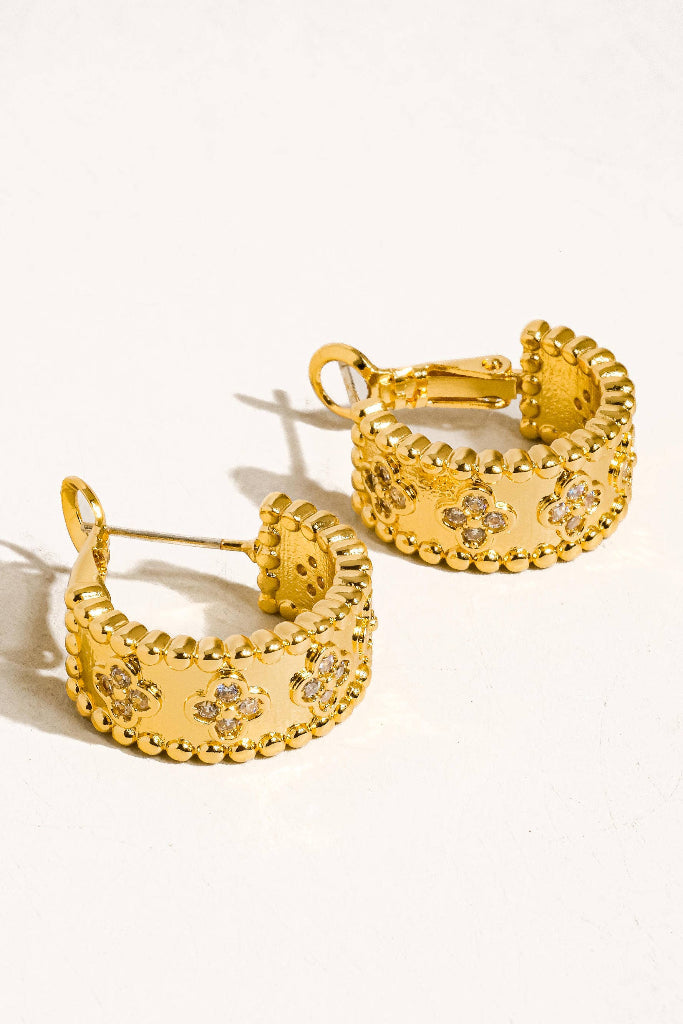 Flânerie by MAIQ - Ismaël 18K Gold Vintage Floral Hoop Earring