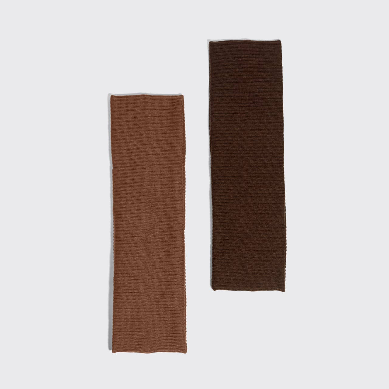KITSCH - Recycled Fabric Ribbed Elastic Headbands 2pc Set - Mocha & Chocolate