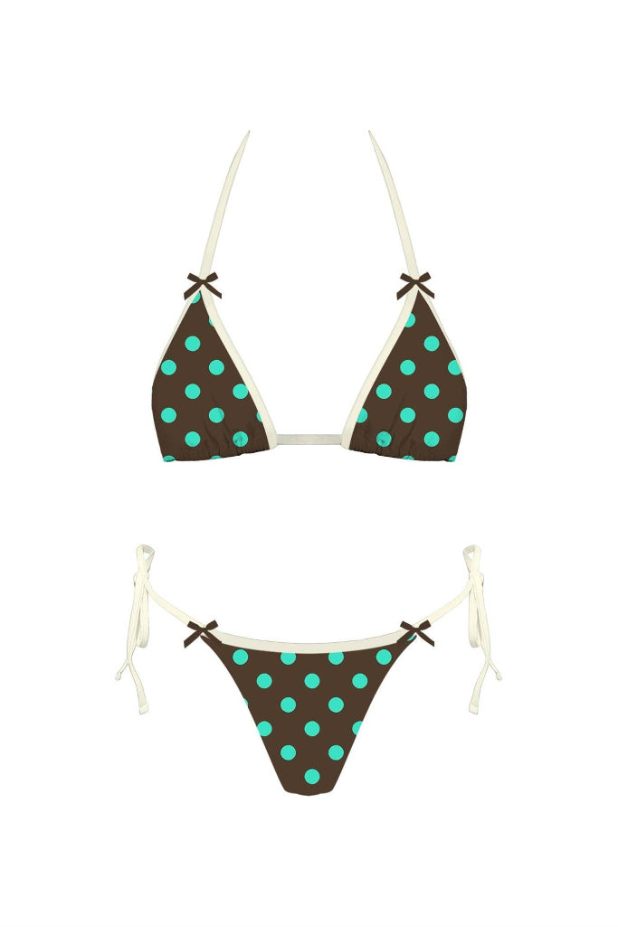 Adrianna Polka Bikini - Brown/Mint Green