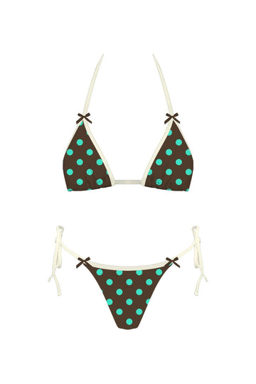 Adrianna Polka Bikini - Brown/Mint Green
