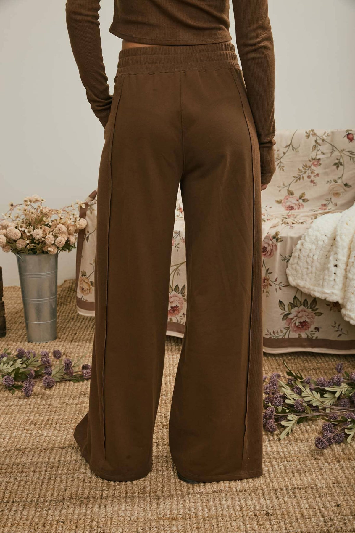 Drawing Looks Wide Leg Pants - Brown