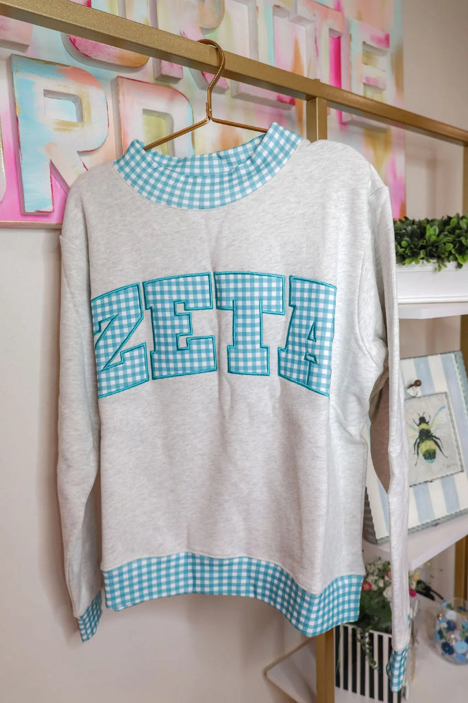 Sorority Gingham Mock Neck - Zeta