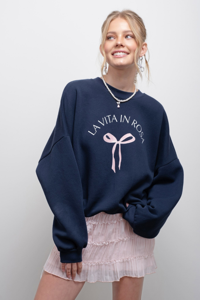 Molly Bow Graphic Sweatshirt - Navy