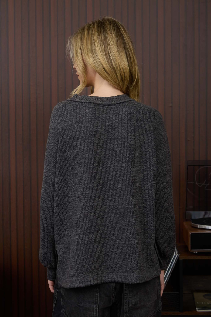 Goldie Knit Top - Charcoal