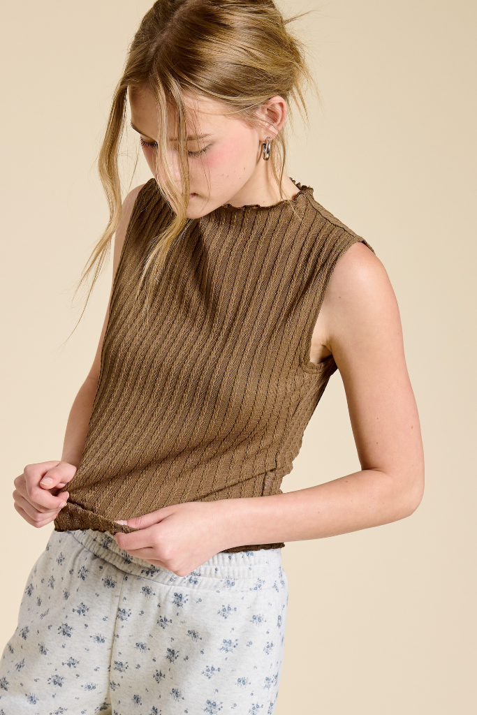 Deanna Ribbed Tank - Brown