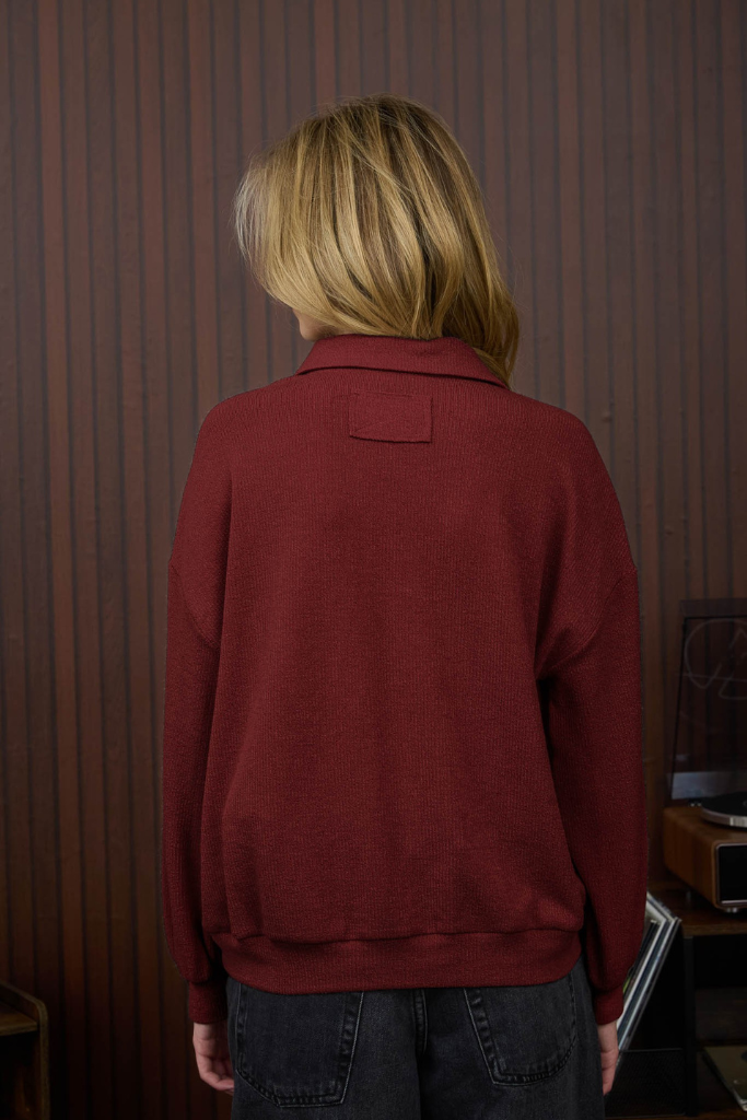 Catriona Henley Top  - Burgundy