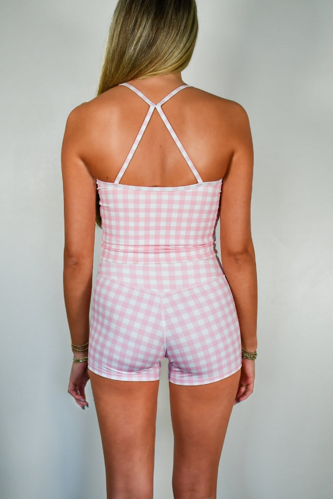 TooLooLah Pivot Gingham Tank - Pink