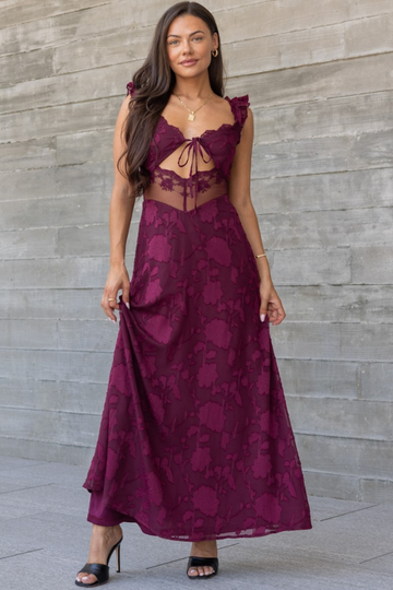 Elegant Life Maxi Dress - Burgundy