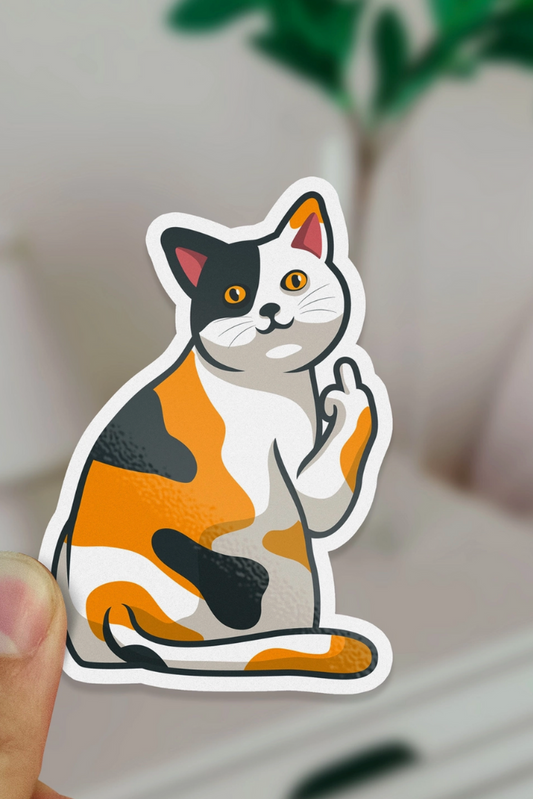 Cat Flipping Off Sticker