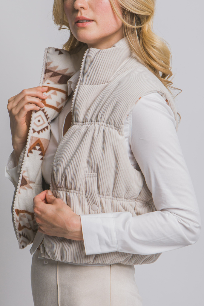 Fall Fling Corduroy Vest - Cream