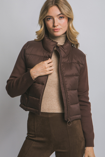 Sweet Cascade Quilted Jacket - Espresso