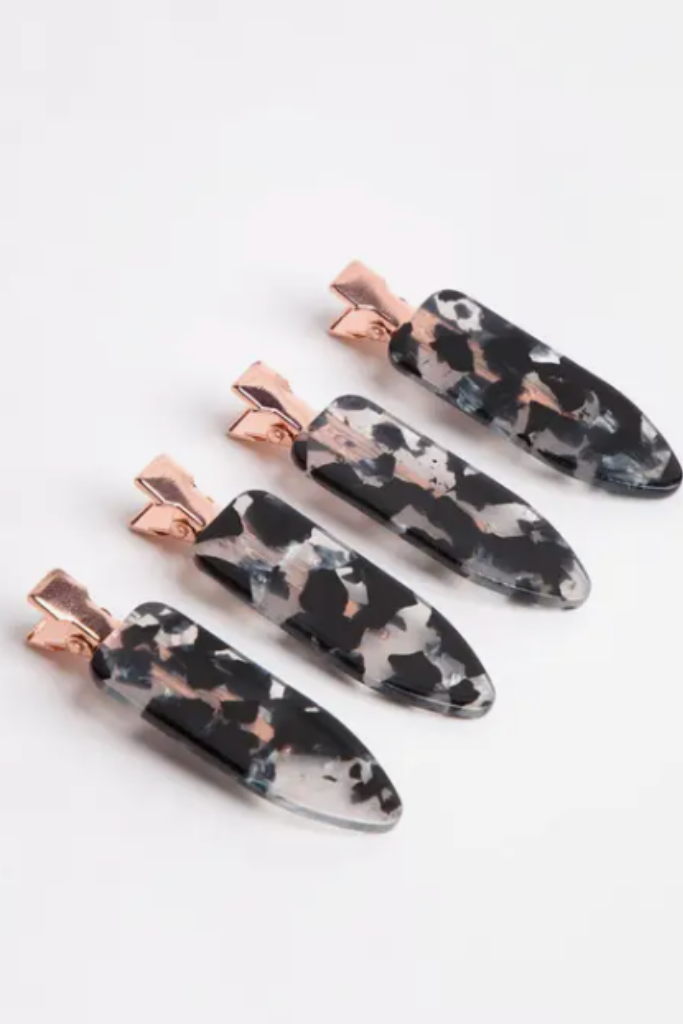 Creaseless Clips 4pc Set - Black Terrazzo