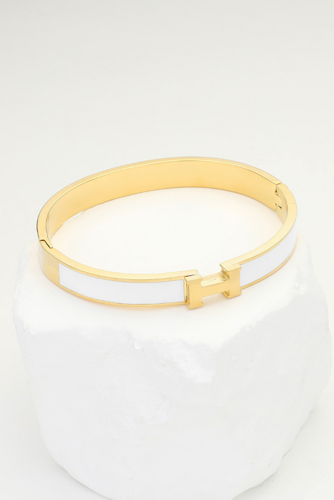 Danza H Hinge Bracelet - White