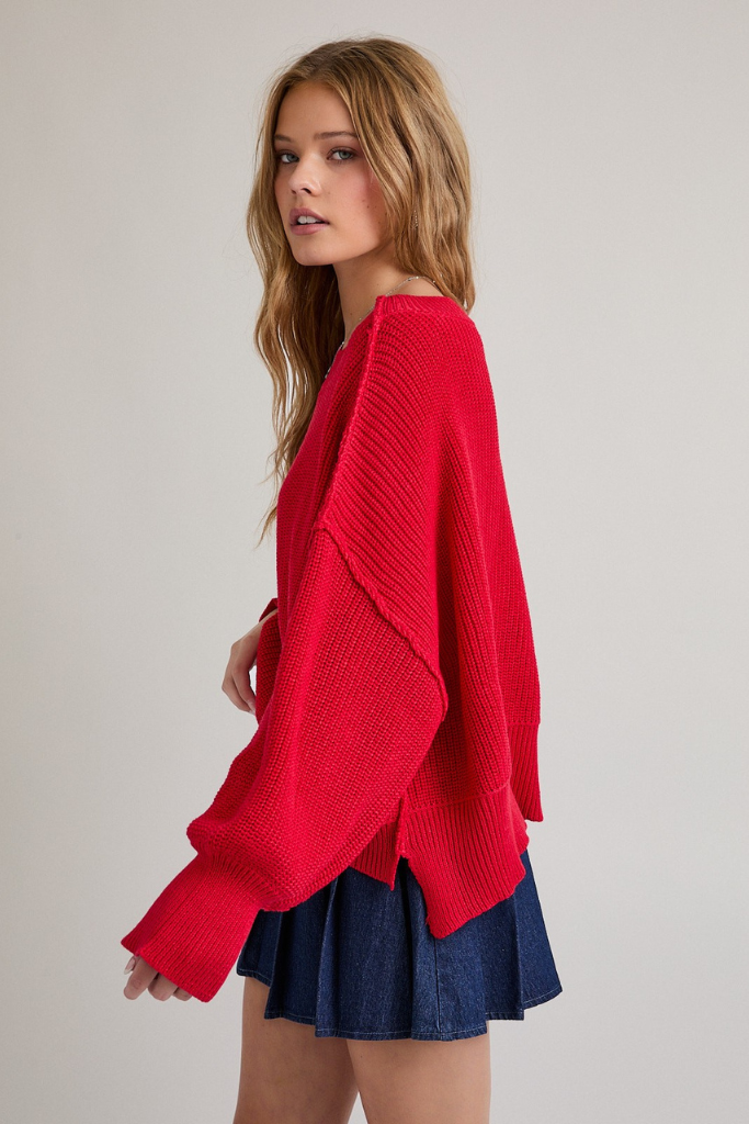 Devotion Knit Sweater - Red