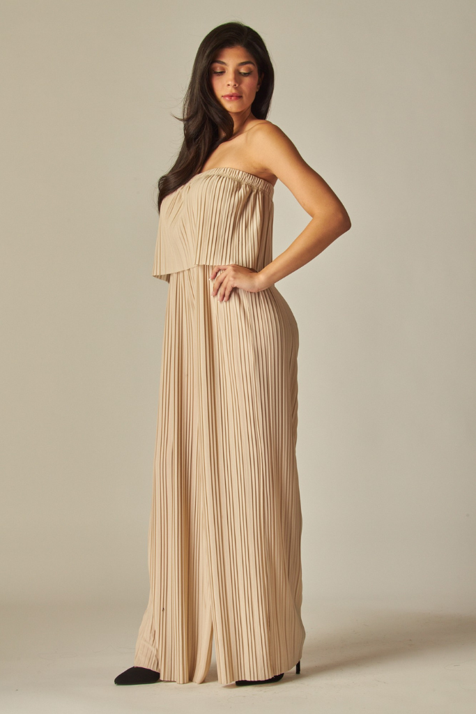 Seal The Deal Jumpsuit - Beige