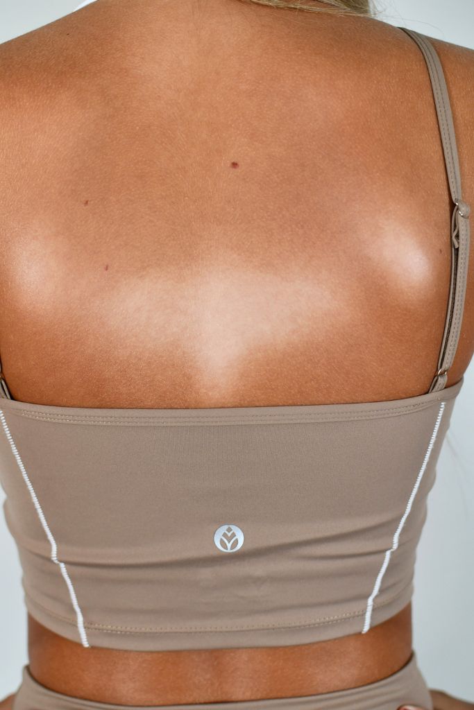 Tooloolah Outline Cropped Contrast Tank - Cocoa