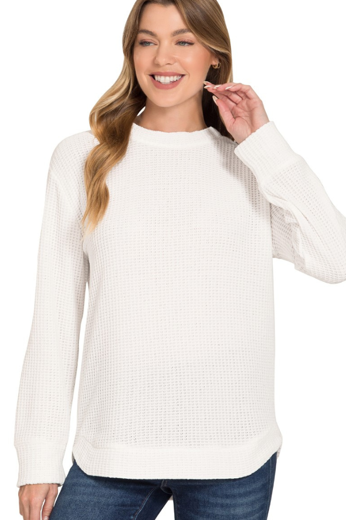 Jesse Chenille Waffle Knit Sweater - Ivory