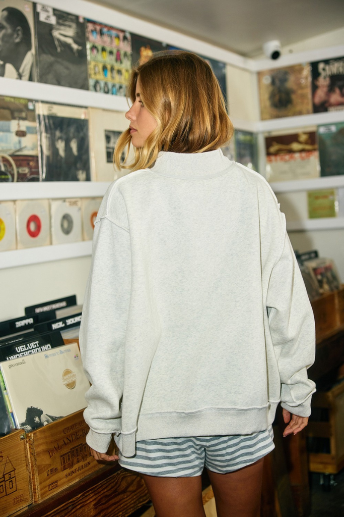 Pilates Reverse Mock Neck Sweatshirt - Grey/Brown