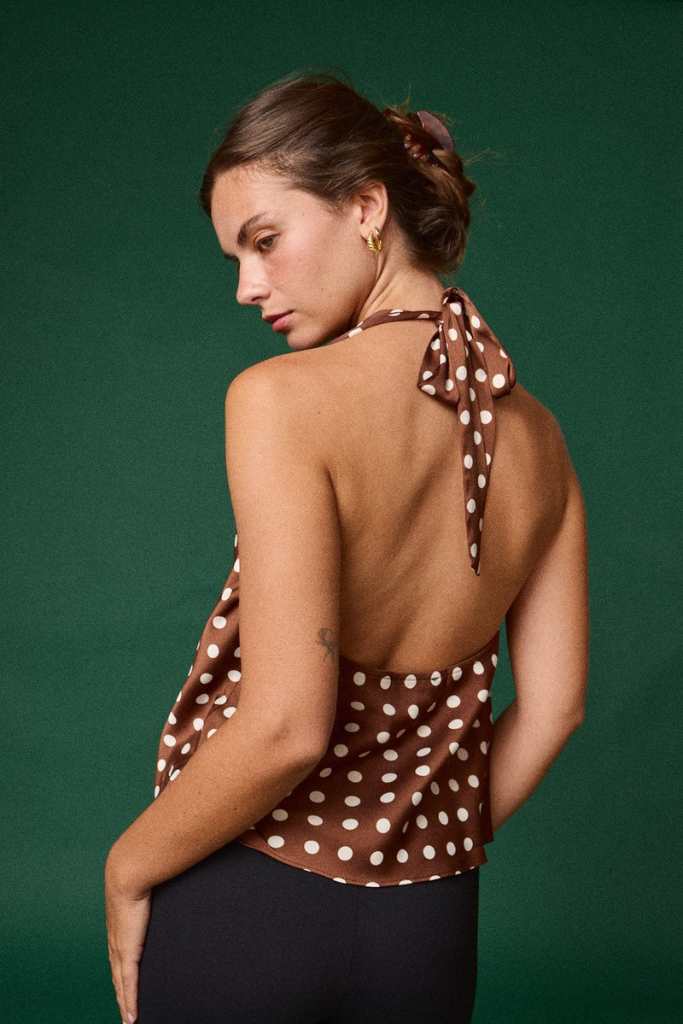 Subtle Flirt Halter Top - Brown