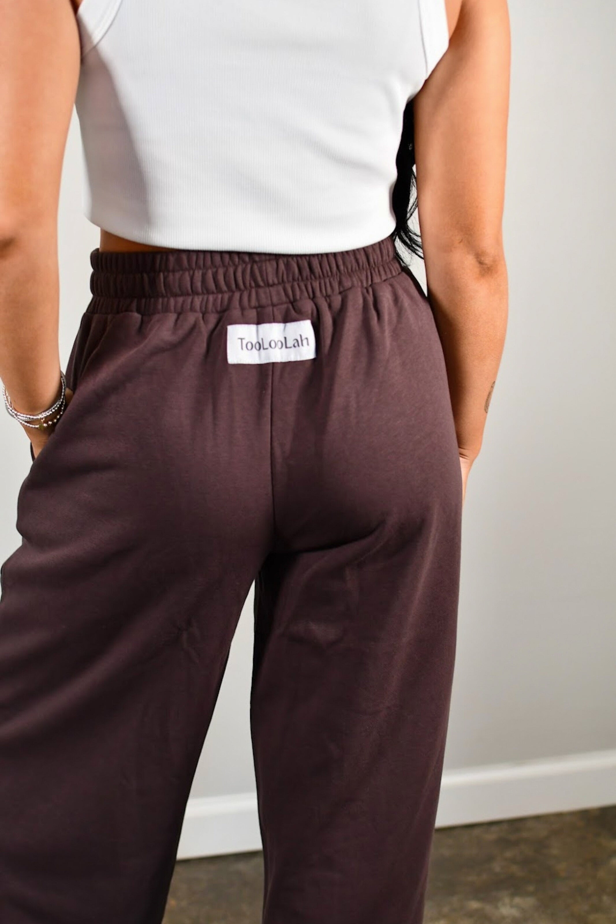 TooLooLah Baseline Straight Leg Joggers - Chocolate
