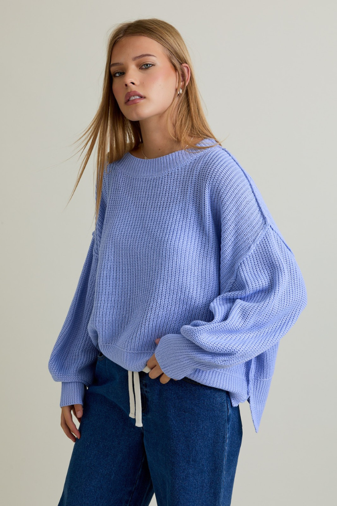 Devotion Knit Sweater - Light Blue