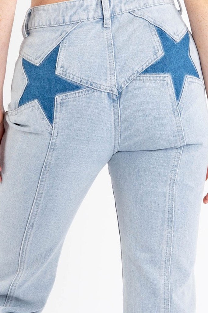 Be Free Straight Leg Jeans- Light Denim