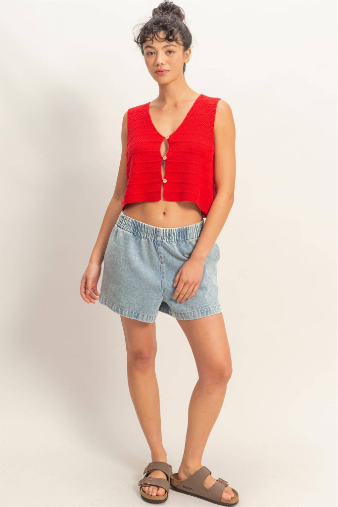 Most Likely Sweater Top- Red