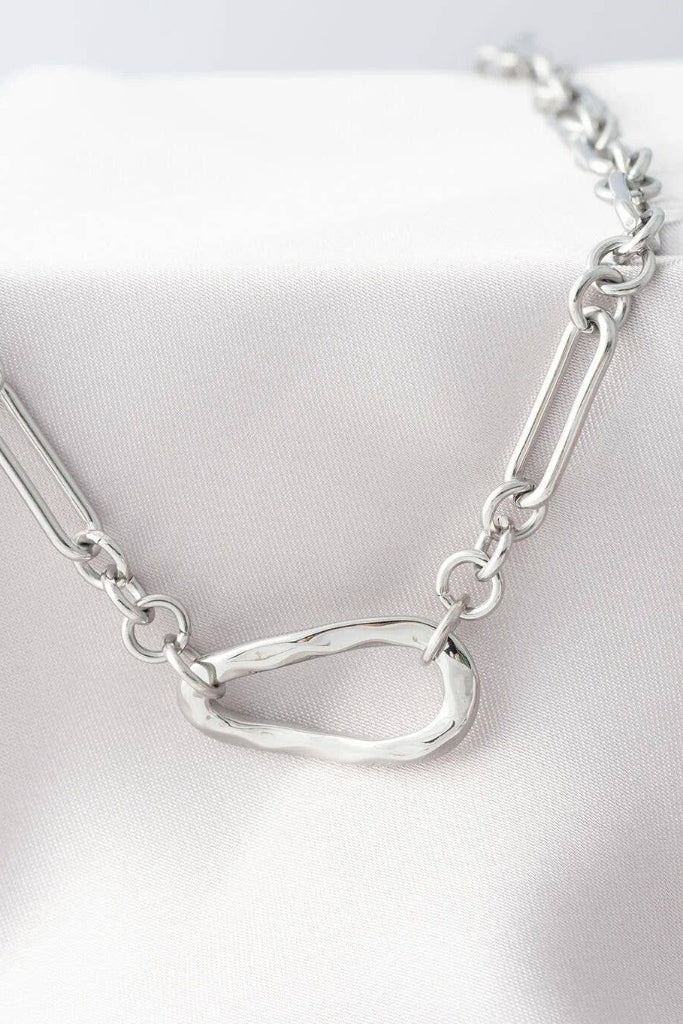 Linked  Carabiner Necklace - Silver