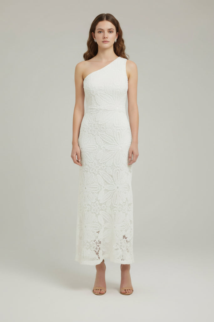 Lena Crochet Overlay Maxi - White