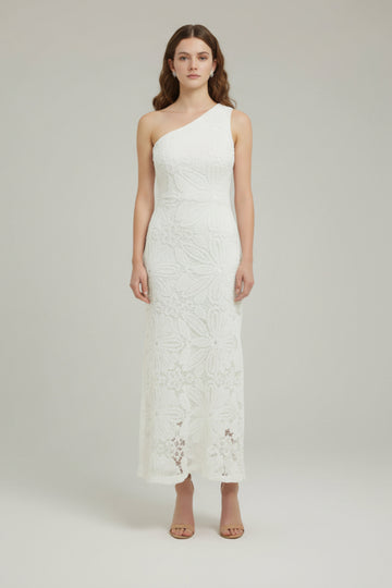 Lena Crochet Overlay Maxi - White