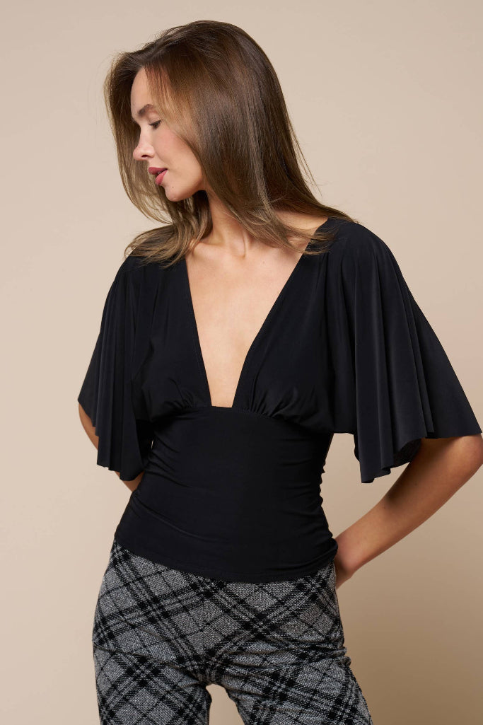 Something Else Bell Sleeve Top - Black