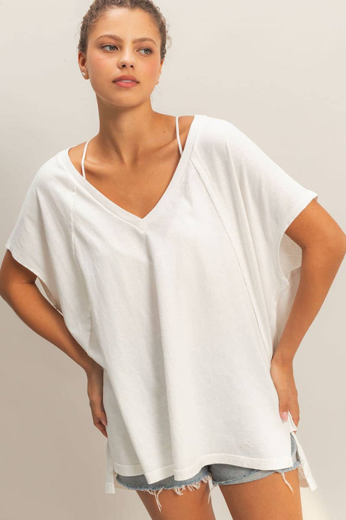 Soft Touch Oversized Top- White