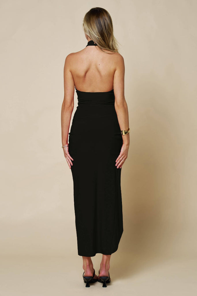 In Theory Halter Maxi Dress - Black