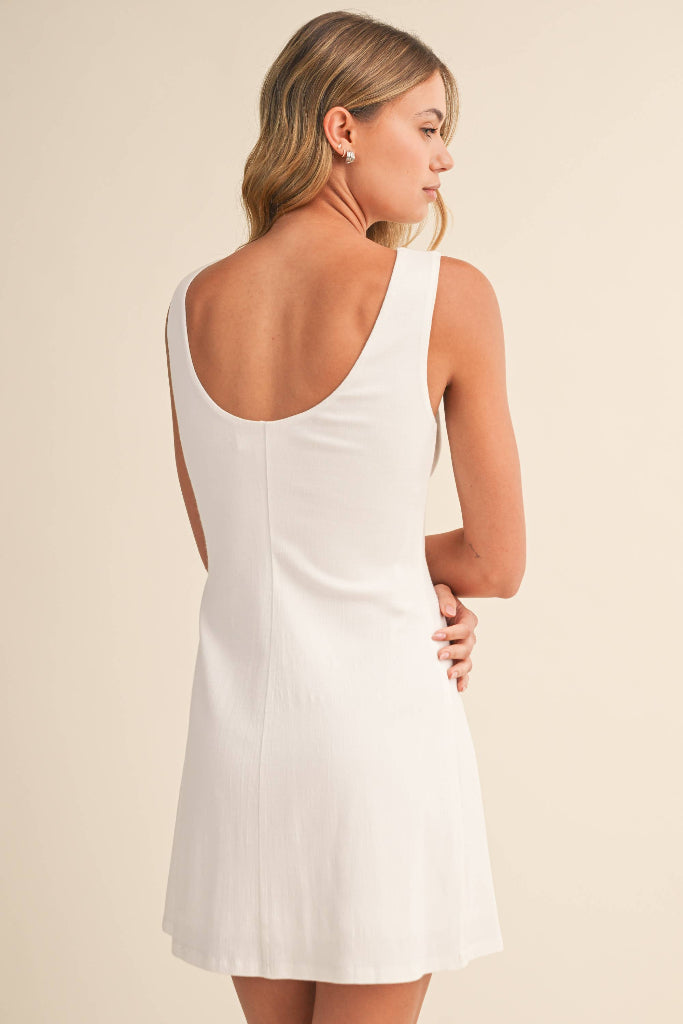 Aurora Linen Mini Dress - Off White 