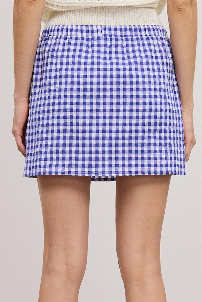 Zola Gingham Mini Skirt- Blue/ White