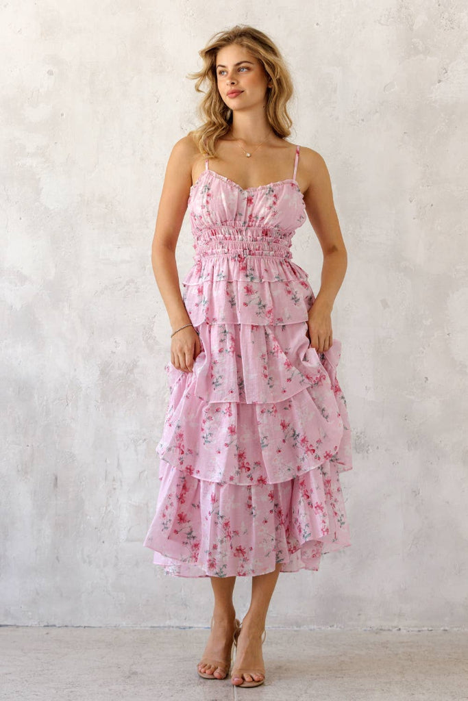 Sia Midi Dress- Pink