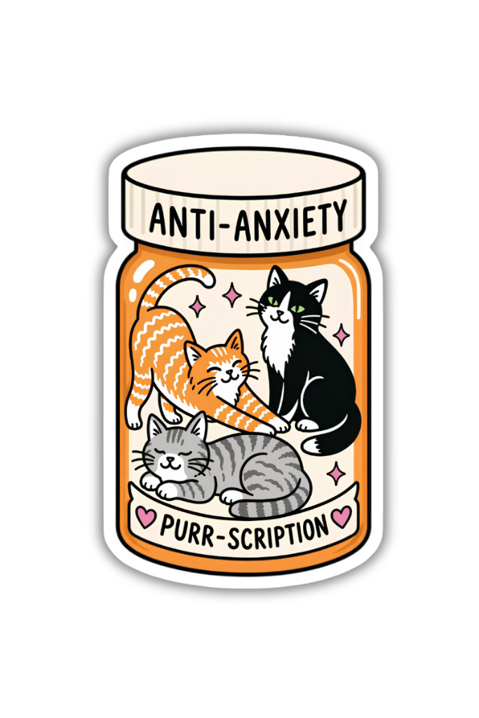 inviting affairs paperie - Anti-Anxiety Purr-scription Cat Sticker – Cute Mental Health