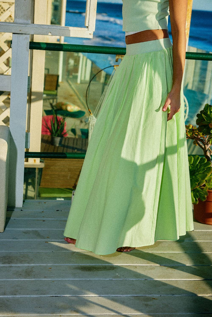 BUCKETLIST INC - IT2980-SET  Solid Ribbed Crop Top & Flared A-Line Maxi Skirt