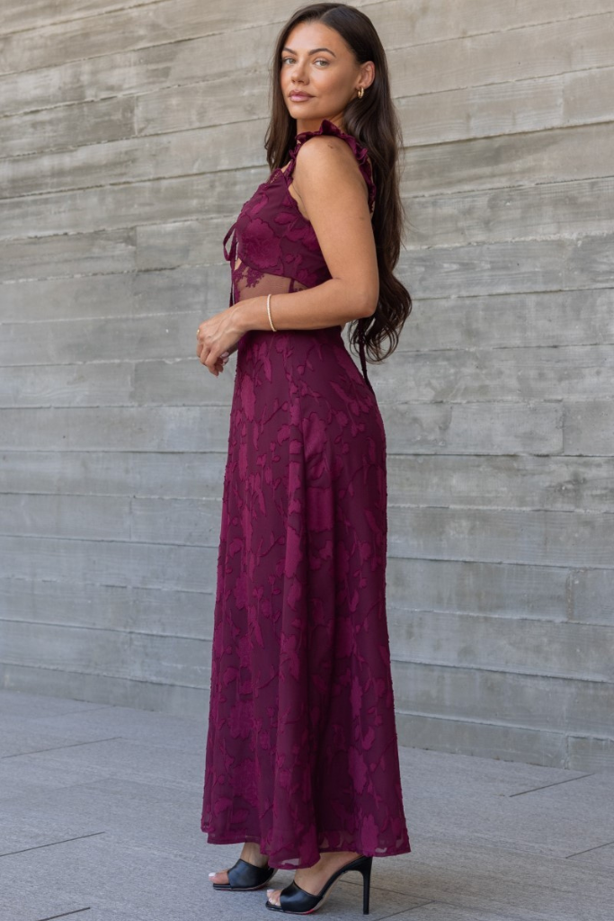 Elegant Life Maxi Dress - Burgundy