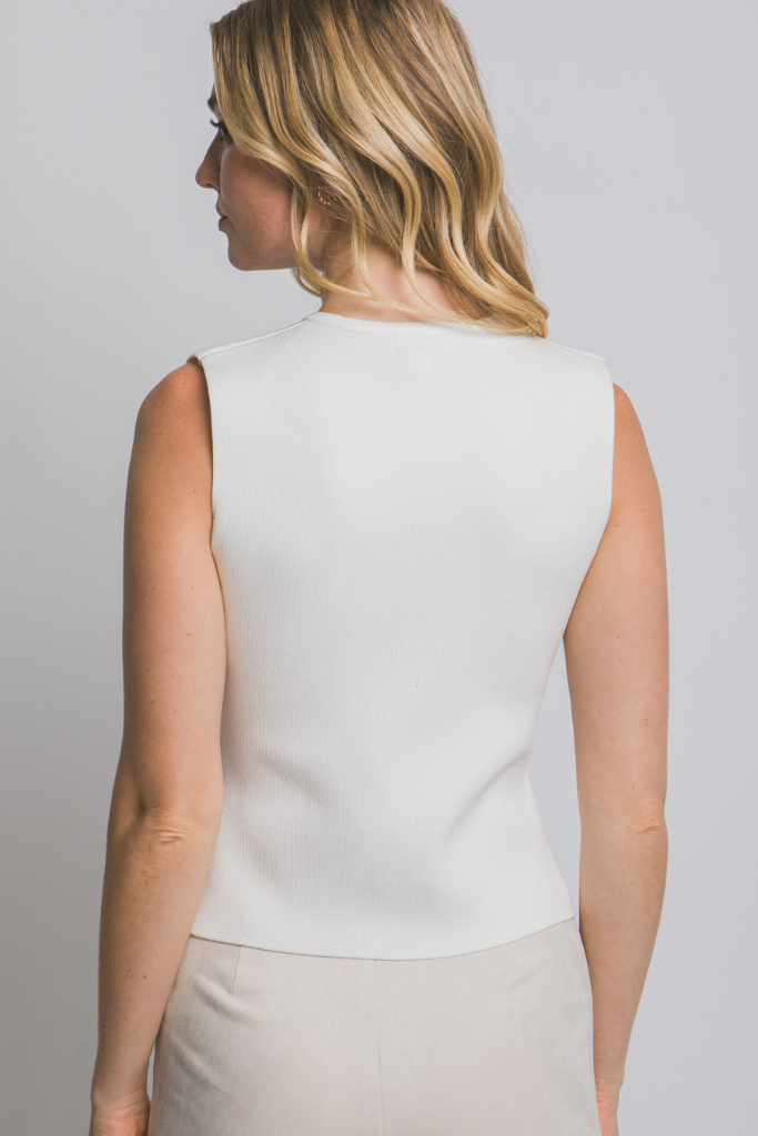 So Classic Knit Vest - Ivory