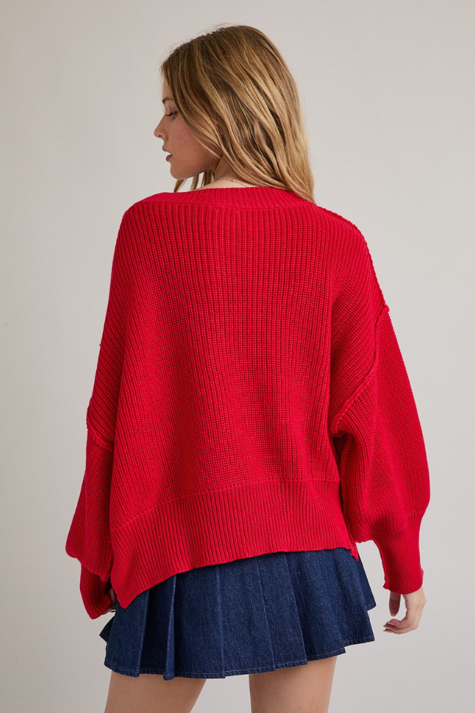 Devotion Knit Sweater - Red