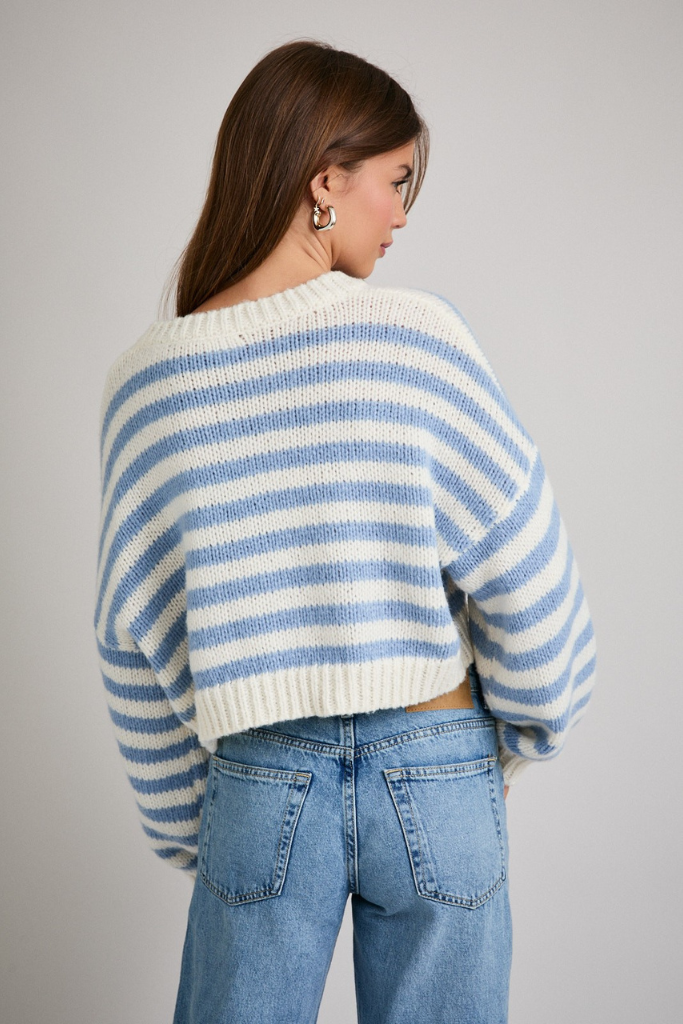 Still Believe Striped Sweater - White/Blue