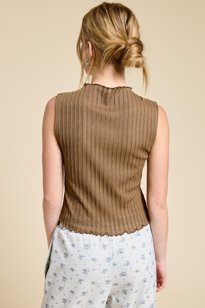 Deanna Ribbed Tank - Brown